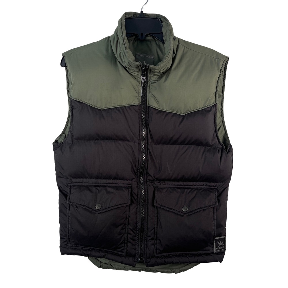 Spiewak Puffer Vest Mens Small Black Green Down Insulated Gorpcore